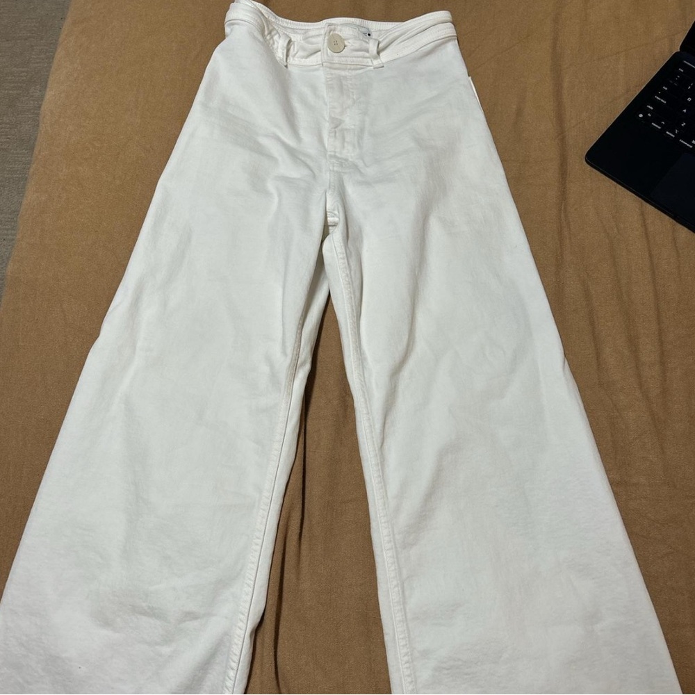 Zara White Flare Wide Leg Jeans
